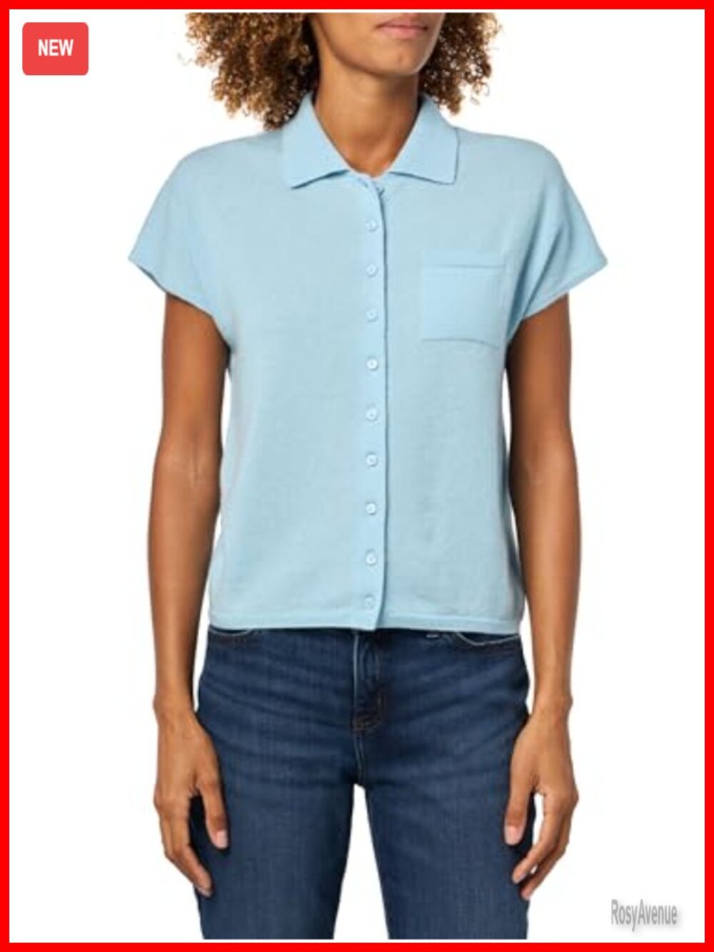 Short Sleeve Button Polo Shirt Relaxed Fit Collared Neck Spring Summer